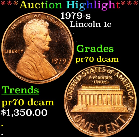 Proof ***Auction Highlight*** 1979-s Lincoln Cent 1c Graded GEM++ Proof Deep Cameo BY USCG (fc)
