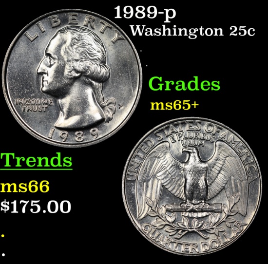 1989-p Washington Quarter 25c Grades GEM+ Unc
