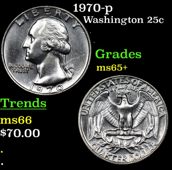 1970-p Washington Quarter 25c Grades GEM+ Unc