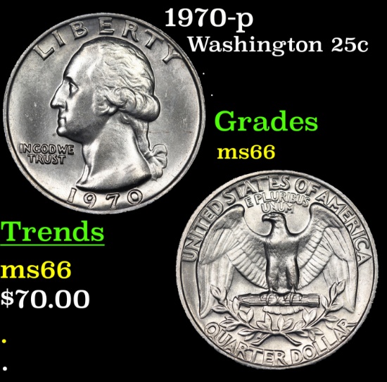 1970-p Washington Quarter 25c Grades GEM+ Unc