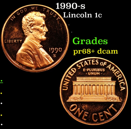 Proof 1990-s Lincoln Cent 1c Grades GEM++ Proof Deep Cameo