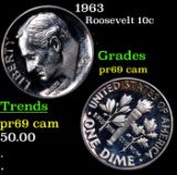 Proof 1963 Roosevelt Dime 10c Grades GEM++ Proof Cameo