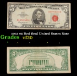 1963 $5 Red Seal United States Note Grades vf++