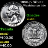 1958-p Washington Quarter Silver 25c Grades GEM++ Unc