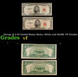 Group $5 Red Seal United States Note Grades vf Grades