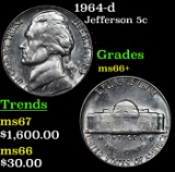 1964-d Jefferson Nickel 5c Grades GEM++ Unc