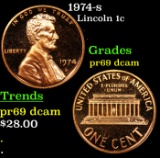 Proof 1974-s Lincoln Cent 1c Grades GEM++ Proof Deep Cameo