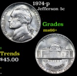 1974-p Jefferson Nickel 5c Grades GEM++ Unc