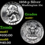 1958-p Washington Quarter Silver 25c Grades GEM++ Unc