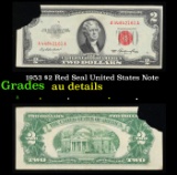 1953 $2 Red Seal United States Note Grades AU Details
