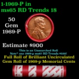 BU Shotgun Lincoln 1c roll, 1969-p 50 pcs Bank Wrapper 50c