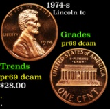 Proof 1974-s Lincoln Cent 1c Grades GEM++ Proof Deep Cameo