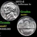 1972-d Jefferson Nickel 5c Grades GEM++ Unc