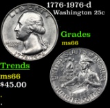 1776-1976-d Washington Quarter 25c Grades GEM+ Unc