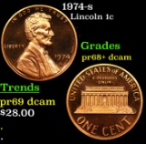 Proof 1974-s Lincoln Cent 1c Grades GEM++ Proof Deep Cameo