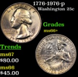 1776-1976-p Washington Quarter 25c Grades GEM++ Unc