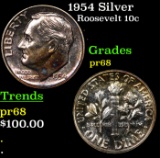 Proof 1954 Roosevelt Dime Silver 10c Graded GEM++ Proof BY USCG