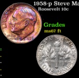 1958-p Roosevelt Dime Steve Martin Collection Rainbow Toned 10c Grades GEM++ FT