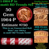 BU Shotgun Lincoln 1c roll, 1964-p 50 pcs Bank Wrapper 50c