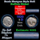 Buffalo Nickel Shotgun Roll in Old Bank Style 'Bell Telephone' Wrapper 1920 & d Mint Ends