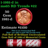 BU Shotgun Lincoln 1c roll, 1981-d 50 pcs Bank Wrapper 50c
