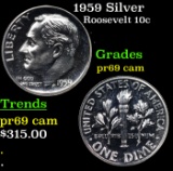 Proof 1959 Roosevelt Dime Silver 10c Grades GEM++ Proof Cameo