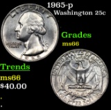 1965-p Washington Quarter 25c Grades GEM+ Unc