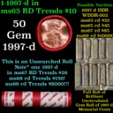 BU Shotgun Lincoln 1c roll, 1997-d 50 pcs Bank Wrapper 50c