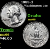 1989-d Washington Quarter 25c Grades GEM+ Unc