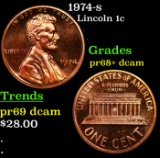 Proof 1974-s Lincoln Cent 1c Grades GEM++ Proof Deep Cameo