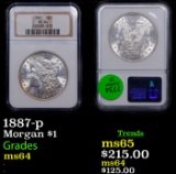 NGC 1887-p Morgan Dollar $1 Graded ms64 By NGC