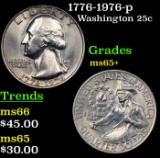 1776-1976-p Washington Quarter 25c Grades GEM+ Unc