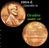 1964-d Lincoln Cent 1c Grades Gem+ Unc RD
