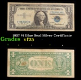 1957 $1 Blue Seal Silver Certificate Grades vf+