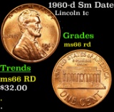 1960-d Sm Date Lincoln Cent 1c Grades GEM+ Unc RD