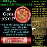 BU Shotgun Lincoln 1c roll, 1979-p 50 pcs Bank Wrapper 50c