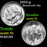 1955-p Roosevelt Dime 10c Grades Gem++ Full Bands