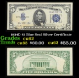 1934D $5 Blue Seal Silver Certificate Grades Select CU