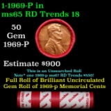 BU Shotgun Lincoln 1c roll, 1969-p 50 pcs Bank Wrapper 50c
