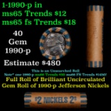 BU Shotgun Jefferson 5c roll, 1996-p 40 pcs Bank $2 Nickel Wrapper