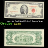 1963 $2 Red Seal United States Note Grades Choice AU