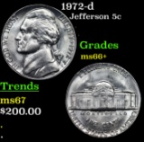 1972-d Jefferson Nickel 5c Grades GEM++ Unc