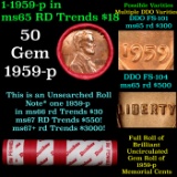 BU Shotgun Lincoln 1c roll, 1959-p 50 pcs Bank Wrapper 50c