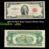 1953 $2 Red Seal United States Note Grades vf++