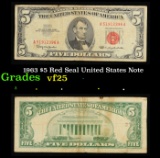 1963 $5 Red Seal United States Note Grades vf+