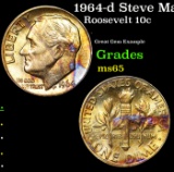 1964-d Roosevelt Dime Steve Martin Collection Rainbow Toned 10c Grades GEM Unc