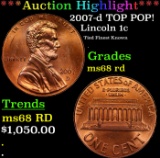 ***Auction Highlight*** 2007-d Lincoln Cent TOP POP! 1c Graded GEM+++ Unc RD By USCG (fc)