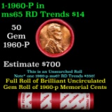 BU Shotgun Lincoln 1c roll, 1960-p 50 pcs Bank Wrapper 50c