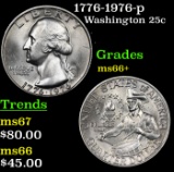 1776-1976-p Washington Quarter 25c Grades GEM++ Unc