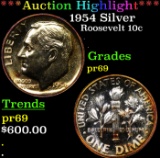 Proof ***Auction Highlight*** 1954 Roosevelt Dime Silver 10c Graded GEM++ Proof BY USCG (fc)